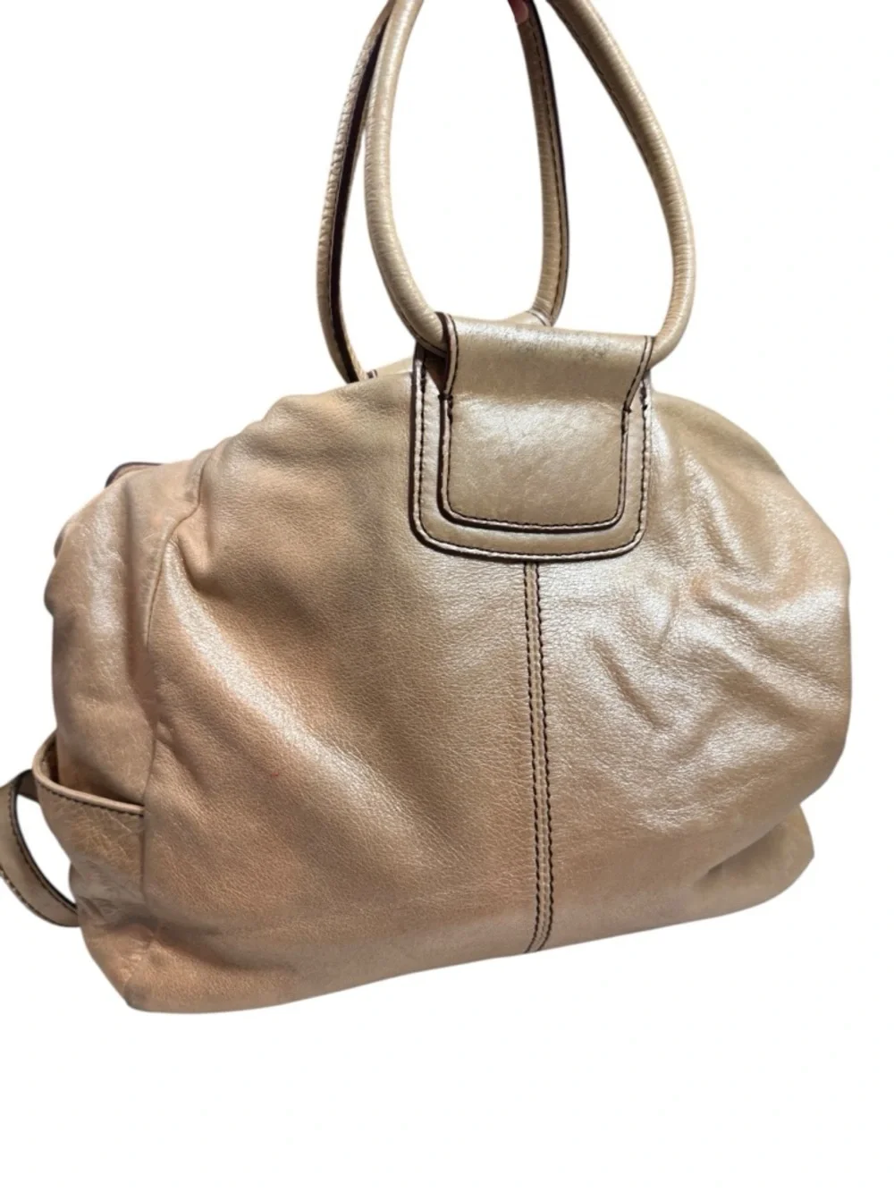 HOBO Metallic Gold Leather Top-Handle large Shiela Satchel rose gold hardware
